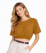 Blusa Feminina Elástico Na Cintura Infinita Cor Marrom