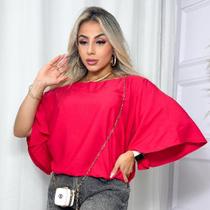 Blusa Feminina Elegante Blusinha Gola Ombro a Ombro Manga Morcego Primavera Verão