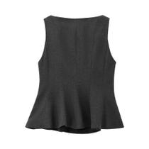 Blusa Feminina Elegante Com Babados Na Barra, Sem Mangas, Ajuste Slim, Gola Redonda Para Outono