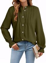Blusa feminina elegante com botões Business Work Green