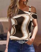 Blusa Feminina Elegante com Decote V e Babados - Manga Curta - Casual e Boêmia