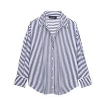 Blusa Feminina Elegante De Verão Com Manga Longa, Decote Em V E Gola Lapela, Camisa Casual Solta