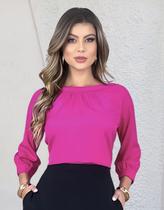 Blusa Feminina Elegante Detalhe Franzido Manga Ranglán 3/4