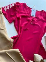 Blusa feminina elegante manga curta tamanho m cor rosa Blusa feminina elegante manga curta tamanho m cor rosa