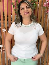 Blusa Feminina Elegante Pedraria verde Viscolycra Clássica casual Blusa Feminina Elegante Pedraria verde Viscolycra Clássica casual