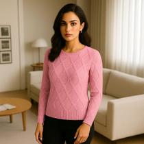 Blusa Feminina Elegante Tricot Manga Longo Casual Atemporal