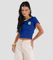 Blusa Feminina em Cotton Leve Brasil Dianna Azul Blusa Feminina em Cotton Leve Brasil Dianna Azul