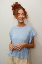 Blusa Feminina em malha com babados na manga