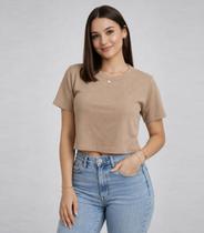 Blusa Feminina Em Malha Poliéster Infinita Cor Bege