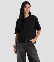 Blusa Feminina em Meia Malha com Renda Dianna Preto Blusa Feminina em Meia Malha com Renda Dianna Preto