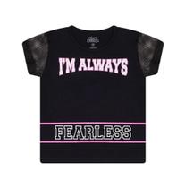 Blusa feminina em meia malha com telinha na manga