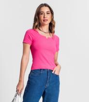 Blusa Feminina Em Ribana Canelada Rovitex Rosa