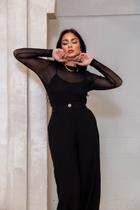 Blusa Feminina em Tule de Malha Transparência