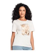 Blusa Feminina Estampa Em Foil Flores Toque De Brilho