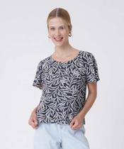 Blusa Feminina Estampa Folhas Manga Curta Marisa-65000
