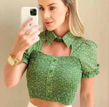 Blusa feminina estampada em lastex Blusa feminina estampada em lastex