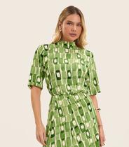 Blusa Feminina Estampada Gola Alta Endless Verde Blusa Feminina Estampada Gola Alta Endless Verde