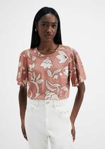 Blusa Feminina Estampada Manga Evasê Em Viscose Creponada Marsala - Hering