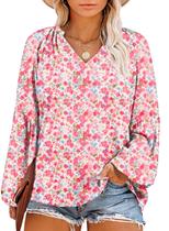 Blusa feminina Eytino Plus Size Boho Floral Chiffon 3X Vermelha