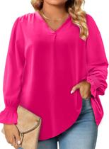 Blusa feminina Eytino plus size com decote em V e manga comprida