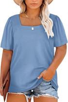 Blusa feminina Eytino plus size com gola quadrada e manga bufante 2X