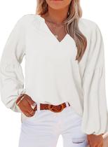 Blusa feminina Eytino plus size de verão com decote em V de chiffon 1X-5X