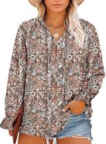 Blusa feminina Eytino plus size de verão com decote em V e manga comprida