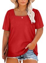 Blusa feminina Eytino plus size de verão, gola quadrada, 4X Blusa feminina Eytino plus size de verão, gola quadrada, 4X