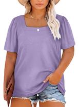 Blusa feminina Eytino plus size, gola quadrada de verão, 4X roxa clara