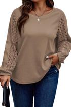 Blusa feminina Eytino Plus Size Waffle Knit 4X cáqui