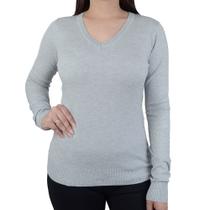 Blusa Feminina Facinelli By Mooncity Tricot Cinza Claro 6510