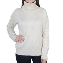 Blusa Feminina Facinelli By Mooncity Tricot Gola Alta Bege Areia - 650954