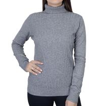 Blusa Feminina Facinelli By Mooncity Tricot Gola Alta Cinza - 651025