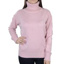 Blusa Feminina Facinelli By Mooncity Tricot Gola Alta Rosa - 650954