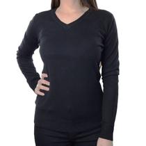 Blusa Feminina Facinelli By Mooncity Tricot Gola V Preta - 6500923