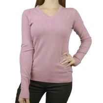 Blusa Feminina Facinelli By Mooncity Tricot Gola V Rosa Lavanda - 6500923