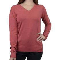Blusa Feminina Facinelli By Mooncity Tricot Gola V Vermelho Terra - 6500923