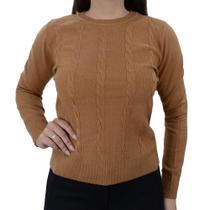 Blusa Feminina Facinelli By Mooncity Tricot Marrom - 651298 Blusa Feminina Facinelli By Mooncity Tricot Marrom - 651298