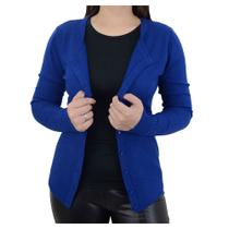 Blusa Feminina Facinelli Cardigan Tricot Azul Céu - 651076