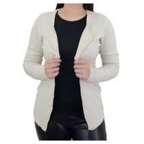 Blusa Feminina Facinelli Cardigan Tricot Bege Areia - 651076