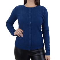 Blusa Feminina Facinelli Cardigan Tricot Marinho - 651098