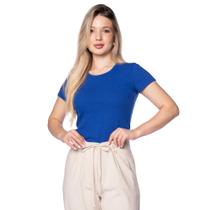 Blusa Feminina Feliny Básica Ribana Canelada Azul