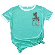 Blusa feminina feminina estampada com decote em O casual Patchwork Blusa Túnicas Camisetas