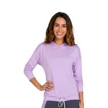 Blusa Feminina Fitness com Capuz Manga Longa Tela nas Costas Tamanho:Mcor:LAVANDA