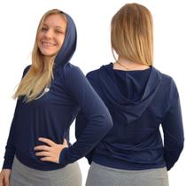 Blusa Feminina Fitness Manga Longa Capuz Dryfit Academia Proteção Uv50+ Corta Vento