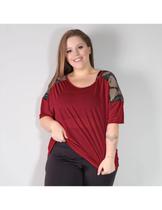 Blusa Feminina Fitness Plus Size em Dry Fit com Recortes de Tela - Fitmoda