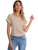 Blusa feminina Floerns, manga curta, casual, cáqui