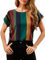 Blusa feminina Floerns, manga curta, casual para negócios, verde escuro Blusa feminina Floerns, manga curta, casual para negócios, verde escuro