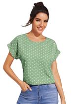 Blusa feminina Floerns, manga curta, casual, verde