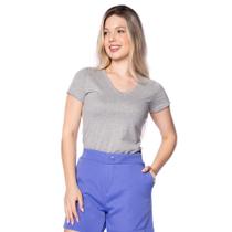 Blusa Feminina Fore Básica de Gola V Cinza